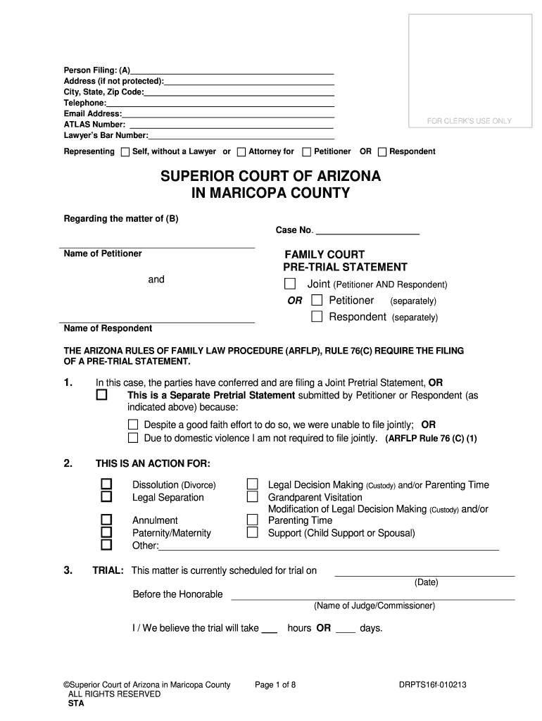 Maricoa County Pretrial Statement Domestic Axz Fill Out Sign Online