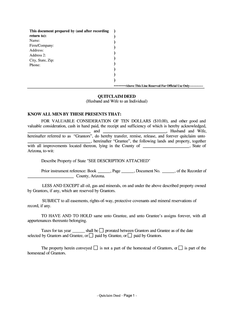 Maricopa County Quit Claim Deed Form PDF Fill Out And Sign Printable 