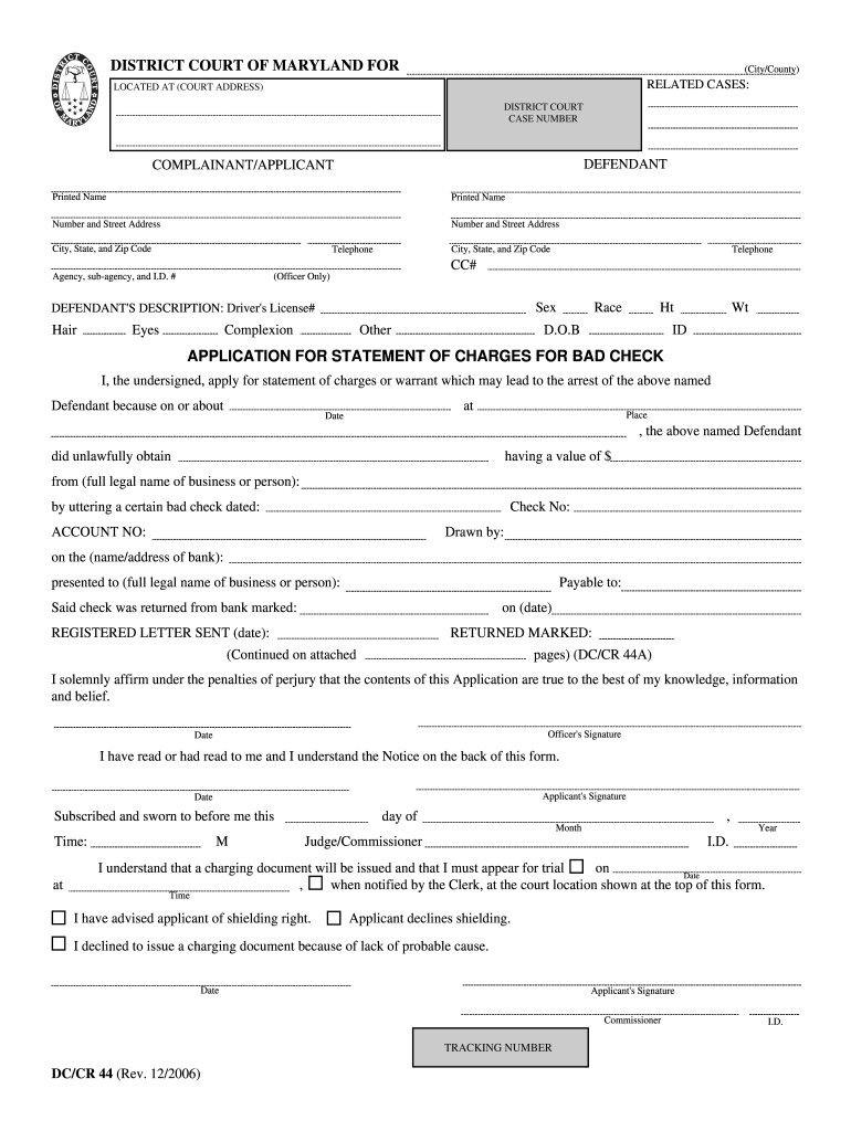 Maryland District Court Forms Fillable 2006 Fill Out Sign Online 