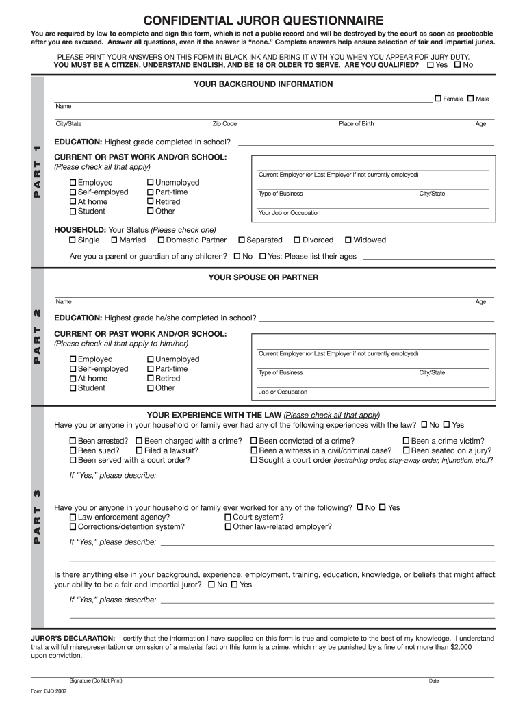 Mass Juror Cjq Fill Out Sign Online DocHub