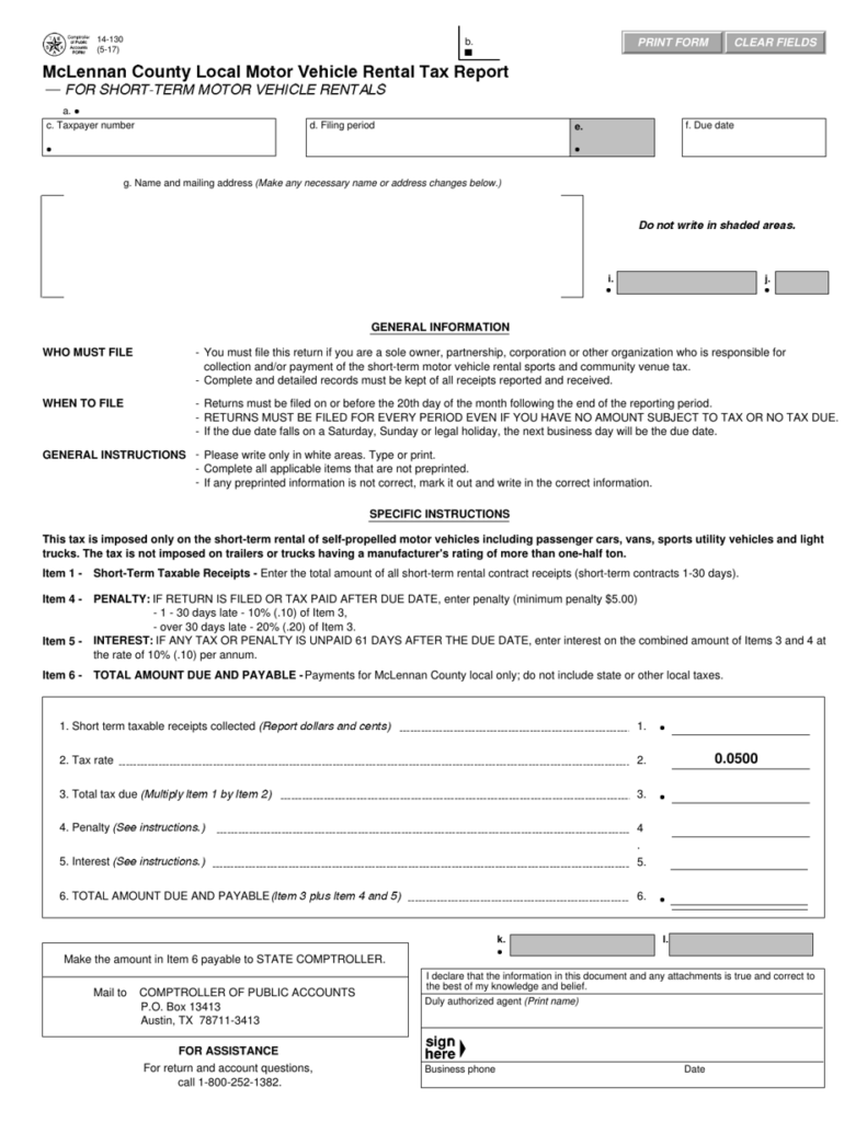 Mclennan County Vehicle Registration VEHICLE UOI