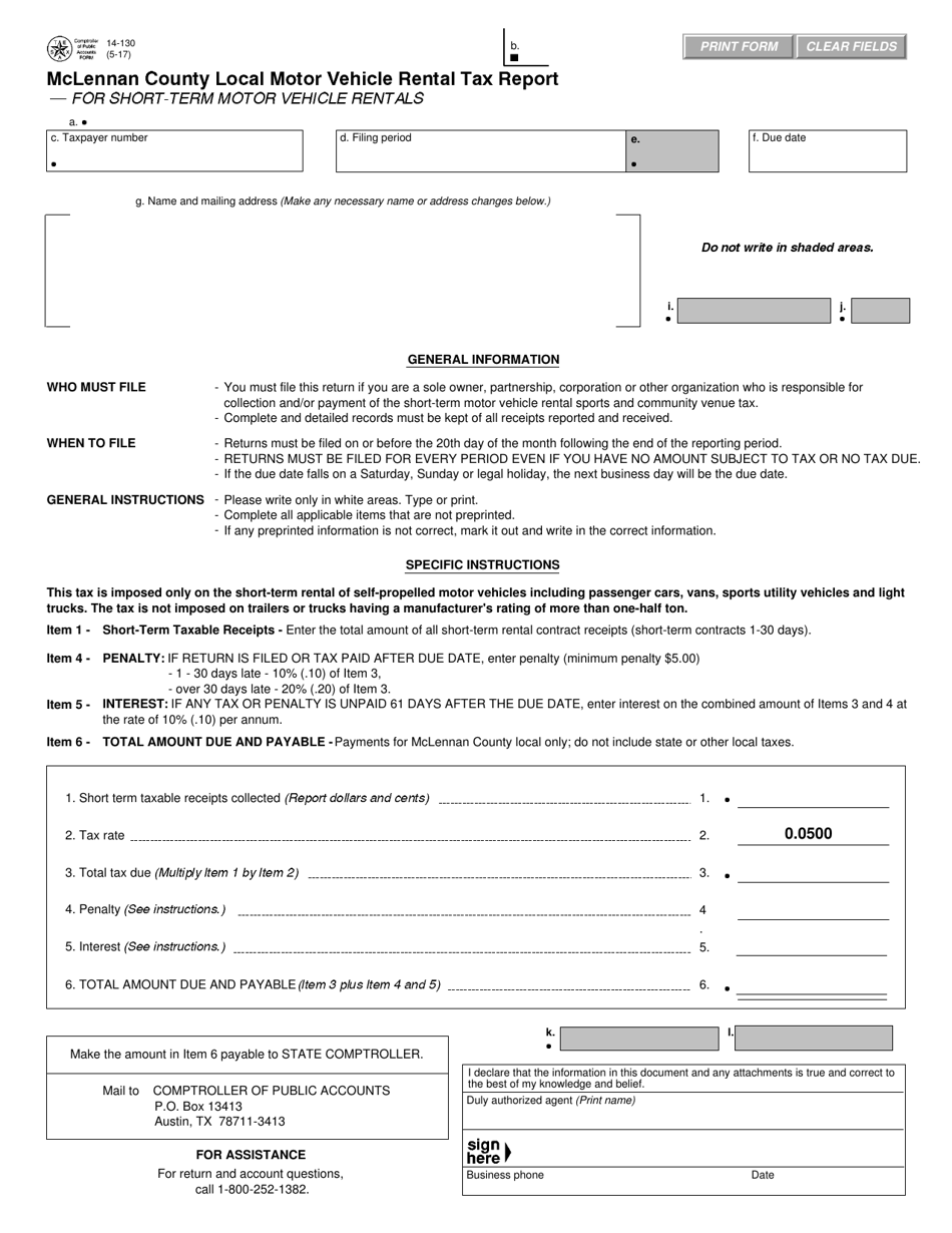 Mclennan County Vehicle Registration VEHICLE UOI