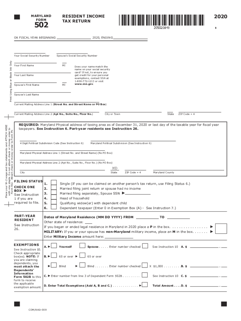 Md 502 Instructions 2018 Fill Out Sign Online DocHub