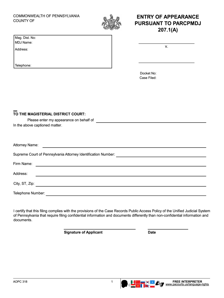 Mdj Entry Of Appearance Fill Online Printable Fillable Blank 