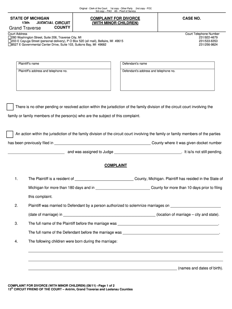 Michigan Divorce Forms Pdf Fill Online Printable Fillable Blank 