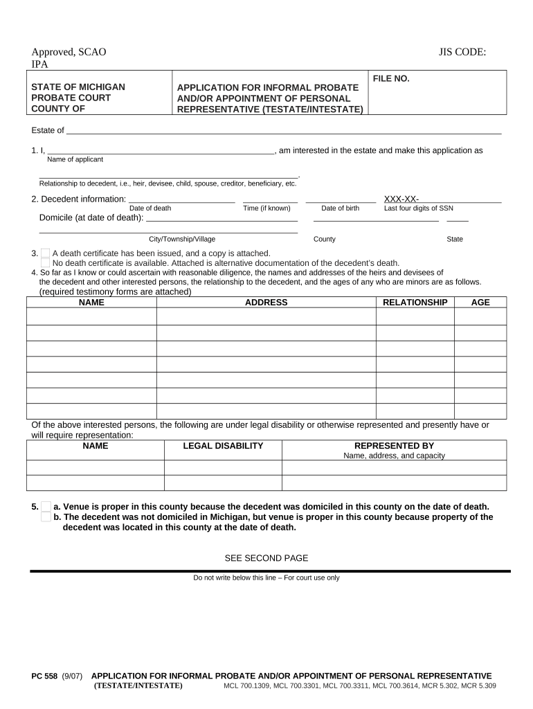 Michigan Probate Form Fill Out And Sign Printable PDF Template SignNow