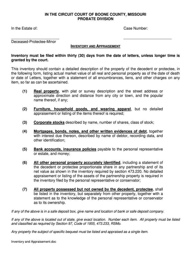 Missouri Court Boone Probate Form Fill Out And Sign Printable PDF 