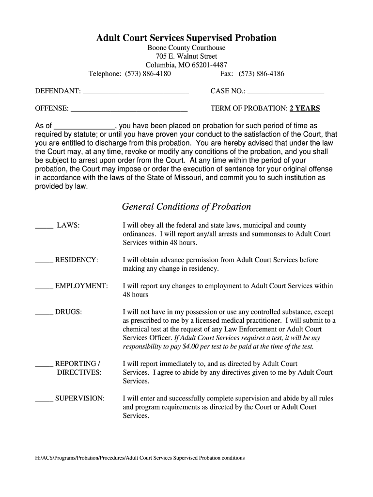 Missouri Court Probation Fill Online Printable Fillable Blank 