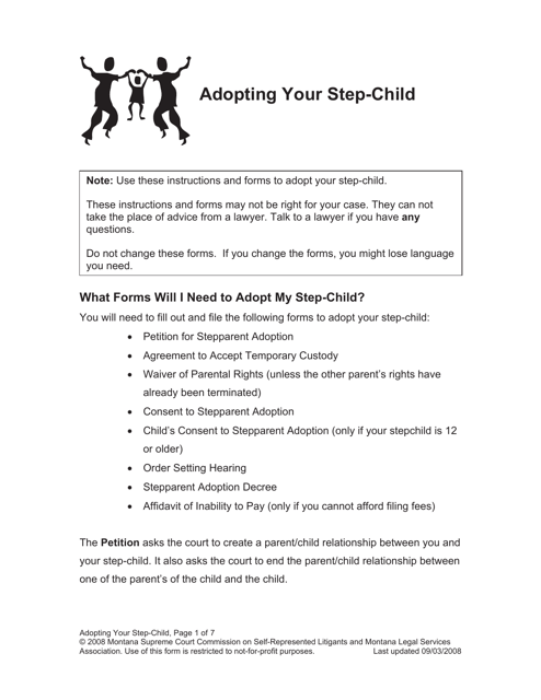 Montana Petition For Stepparent Adoption Download Printable PDF