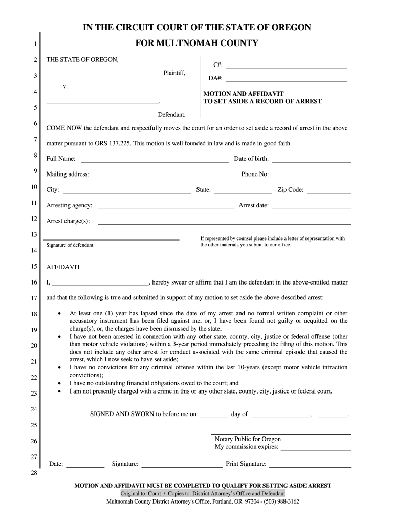 Multnomah County Expungement Form Fill Out And Sign Printable PDF 