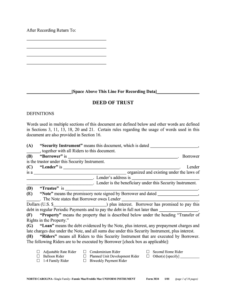 Nc Deed Of Trust Fill Online Printable Fillable Blank PdfFiller