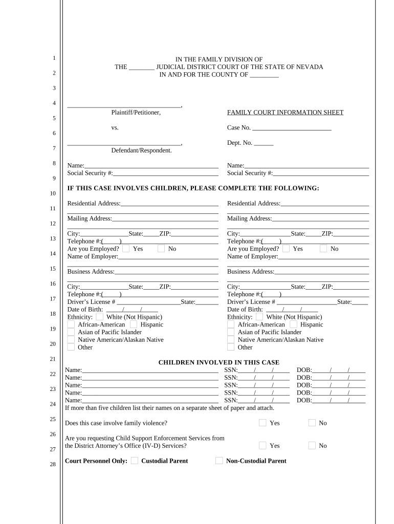 Nevada Family Court Form Fill Out And Sign Printable PDF Template 