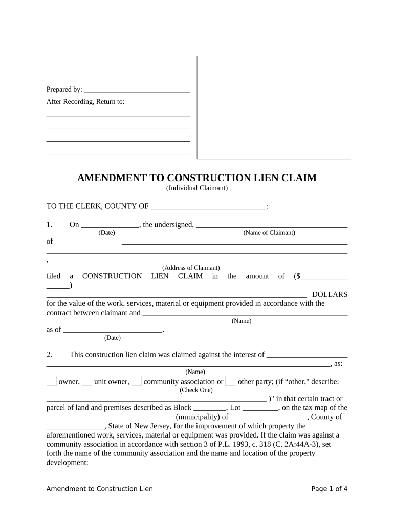 Nj Construction Lien Doc Template PdfFiller