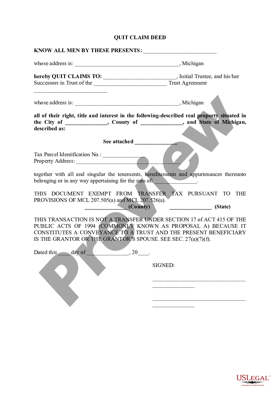 Oakland Michigan Quit Claim Deed US Legal Forms