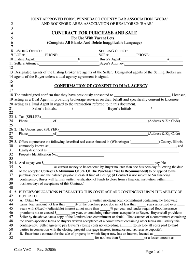 Offer To Purchase Real Estate Form Winnebago County Il 2006 Fill Out
