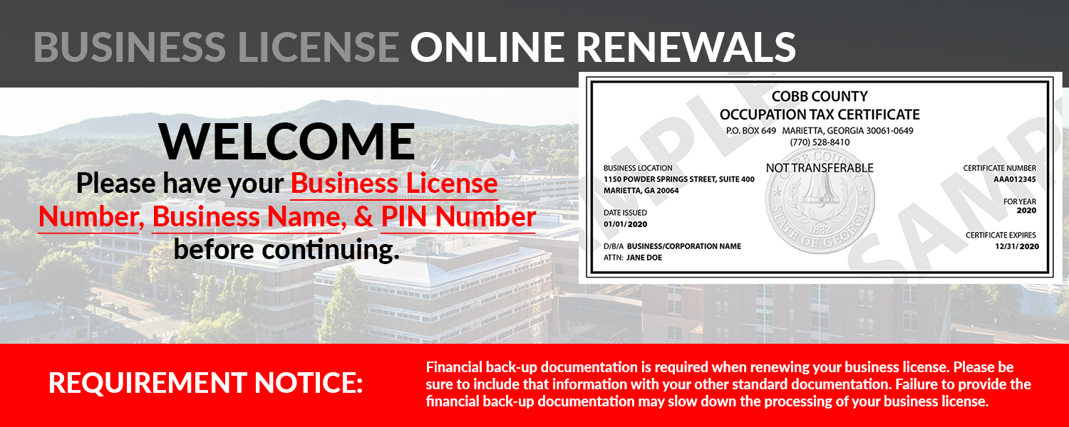 Online Renewals Cobb County Georgia