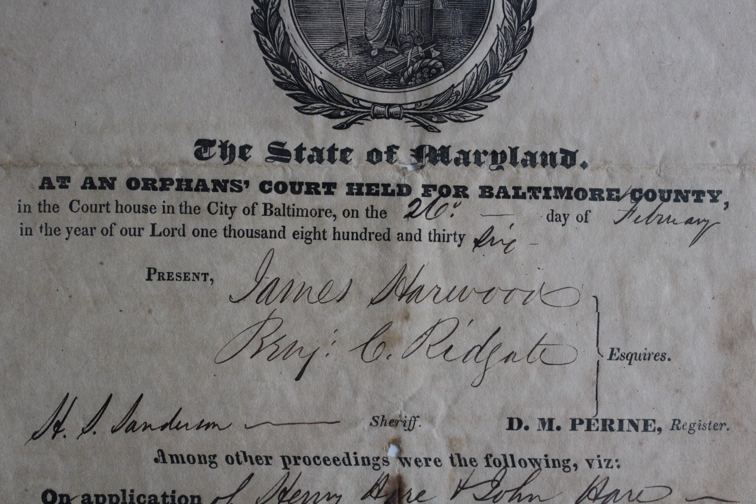 Orphans Court Antique Document 1835 Baltimore County State Etsy