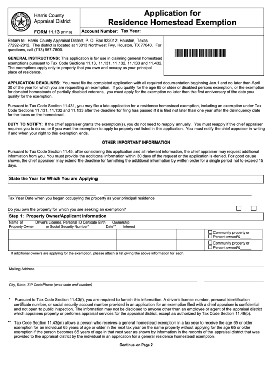 Over 65 Exemption Harris County Form ExemptForm