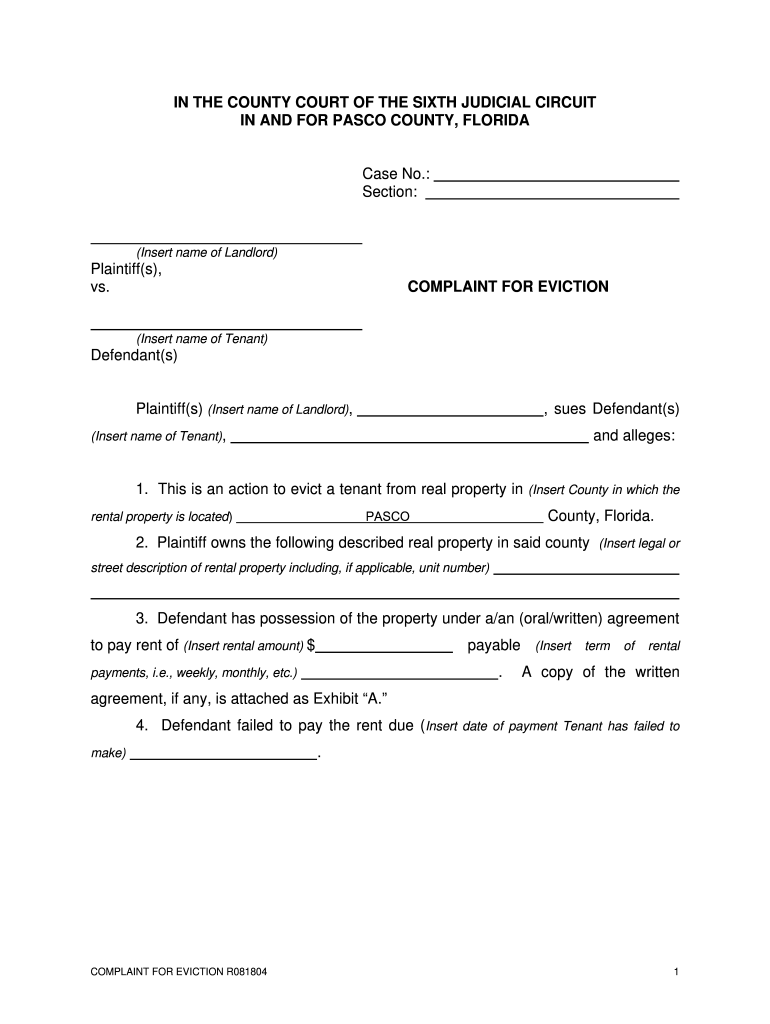 Pasco County Eviction Fill Out Sign Online DocHub