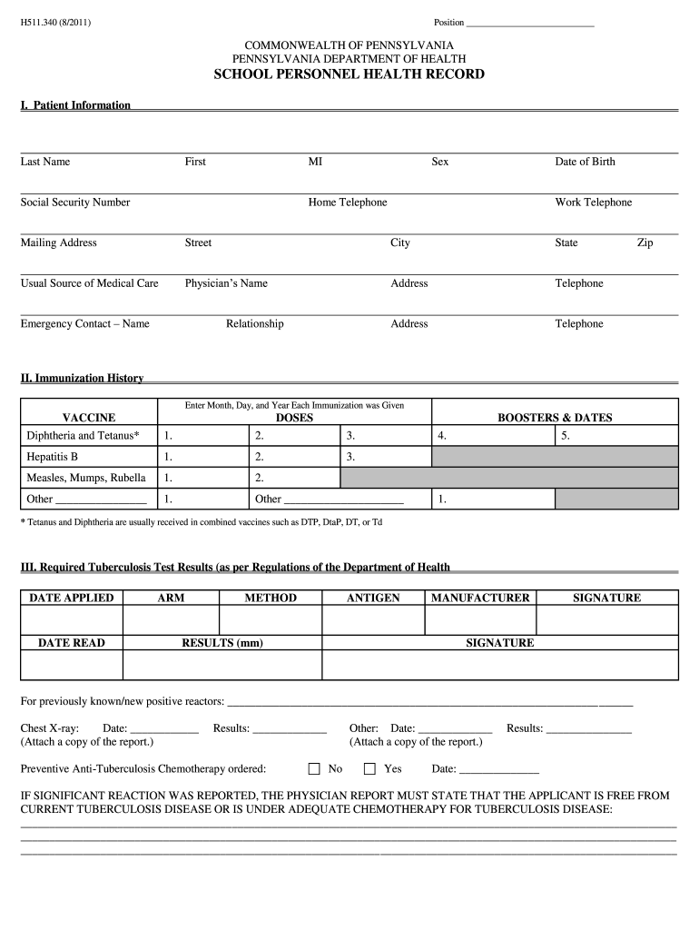 Pennsylvania School Health Form Fill Out Sign Online DocHub