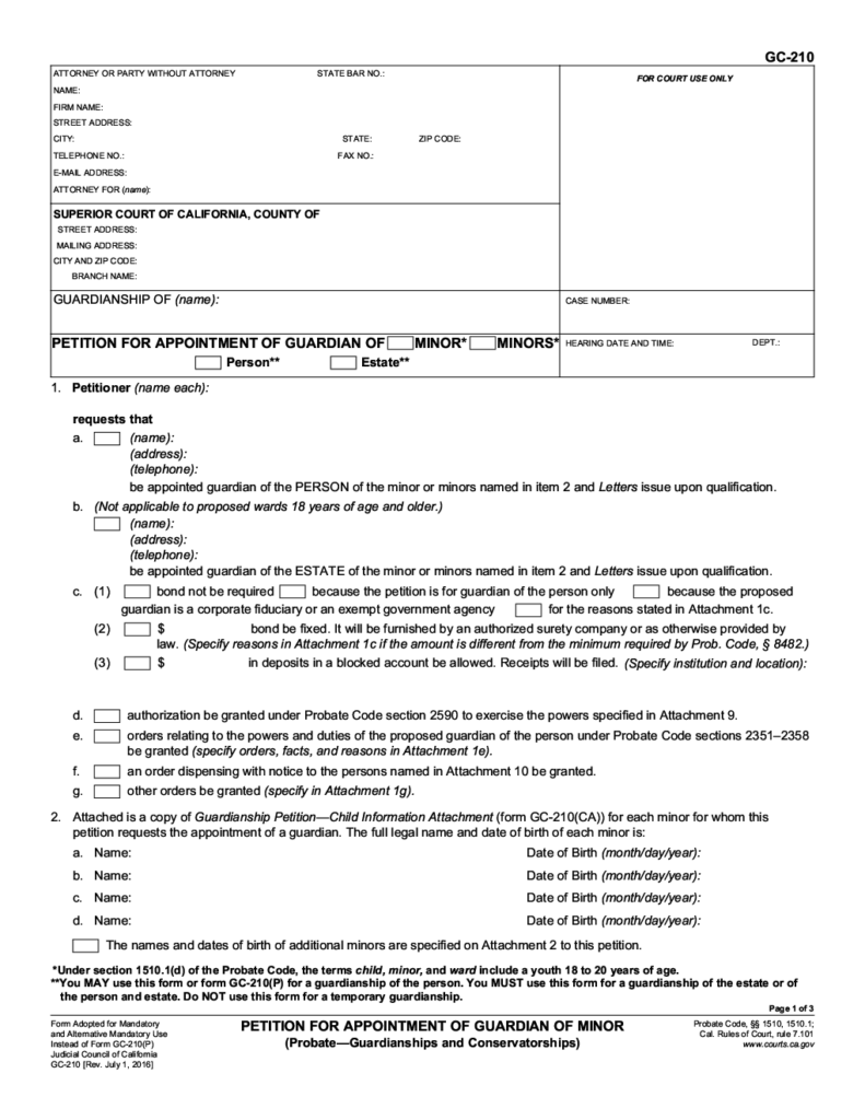 Petition For Appointment Of Guardian Forms Docs 2023