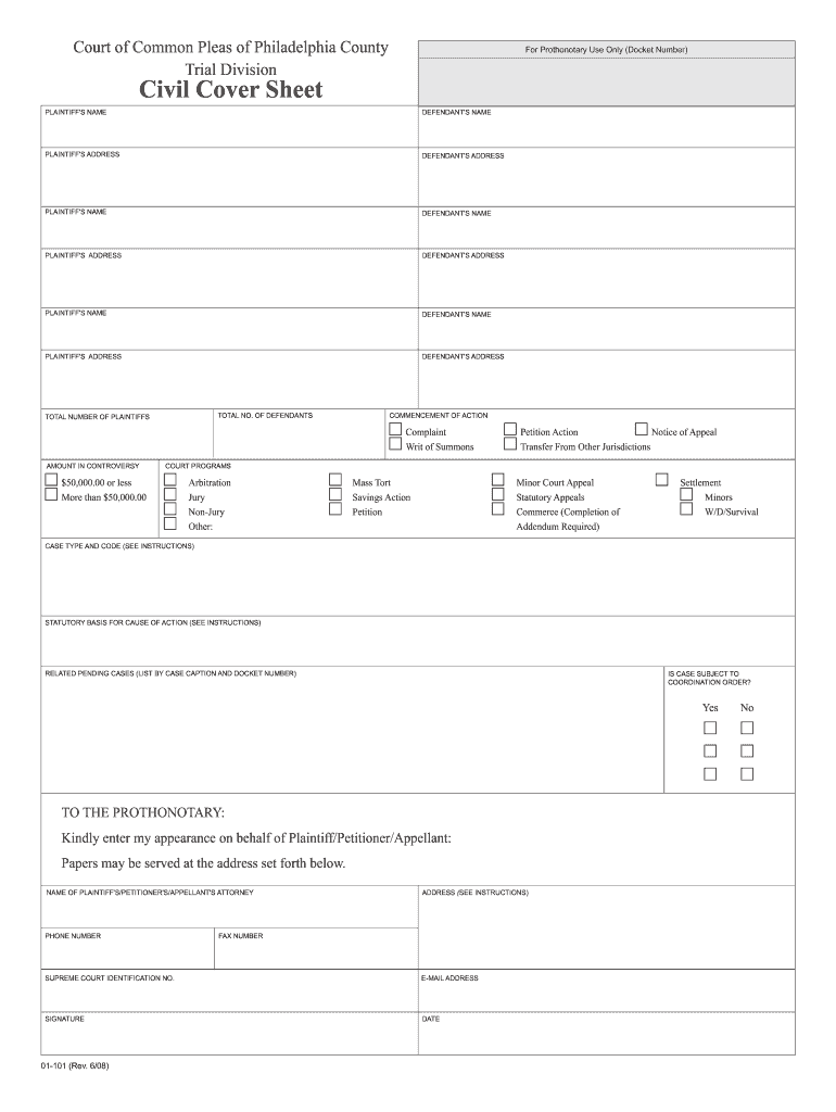 Philadelphia Court Of Common Pleas Forms Fill Online Printable 