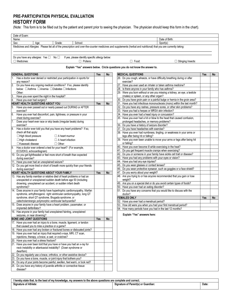 Physical Evaluation Form Fill Out Sign Online DocHub