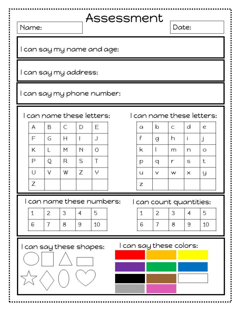 Preschool Assessment Forms Free Printable Preschool Assessment Forms 