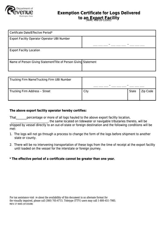 Printable Certificate Of Exemption Form Washington State Printable 