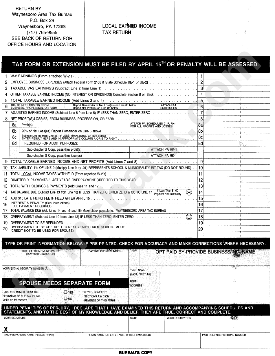 Printable Local Tax Forms Printable Forms Free Online