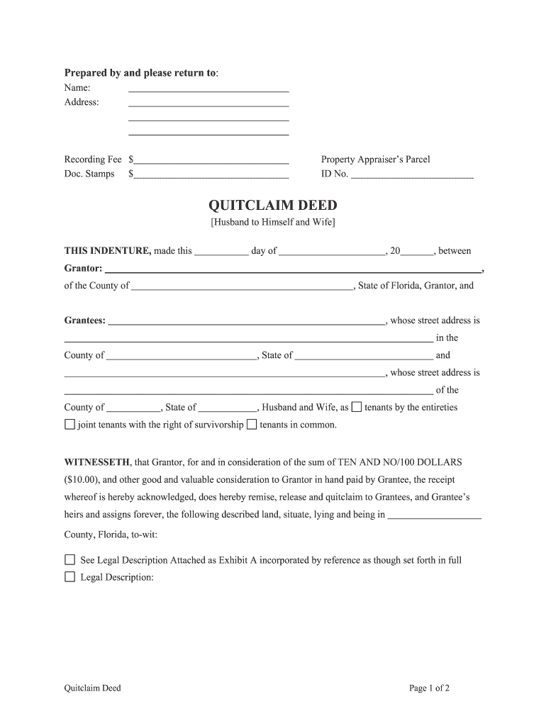 Printable Quit Claim Deed Form Florida Printable Forms Free Online