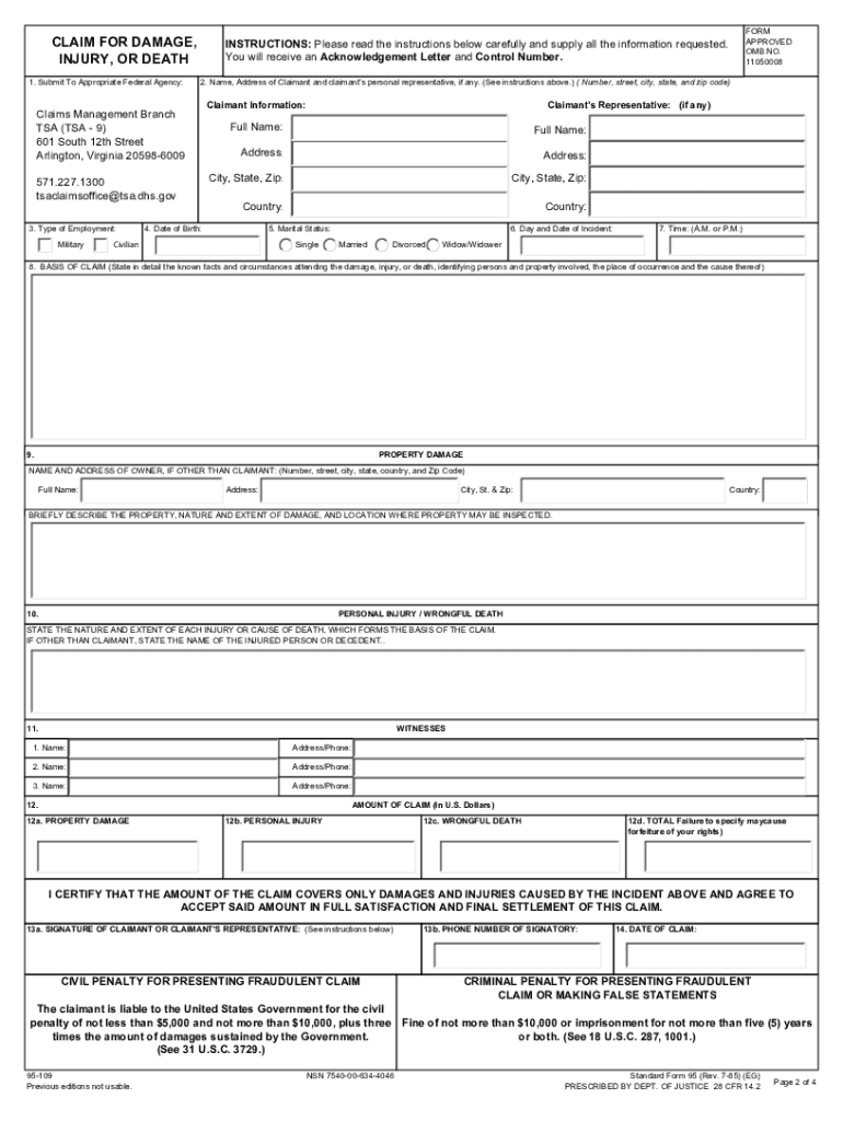 Printable Tort Form 95 1985 Fill Out Sign Online DocHub