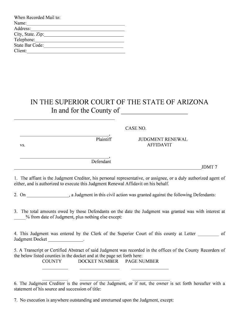 Proof Of Delivery Or Mail Of Superior Court Maricopa County Form Fill 