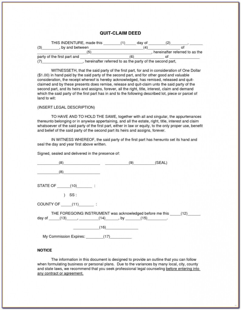 Quit Claim Deed Florida Free Download Free Resume Templates