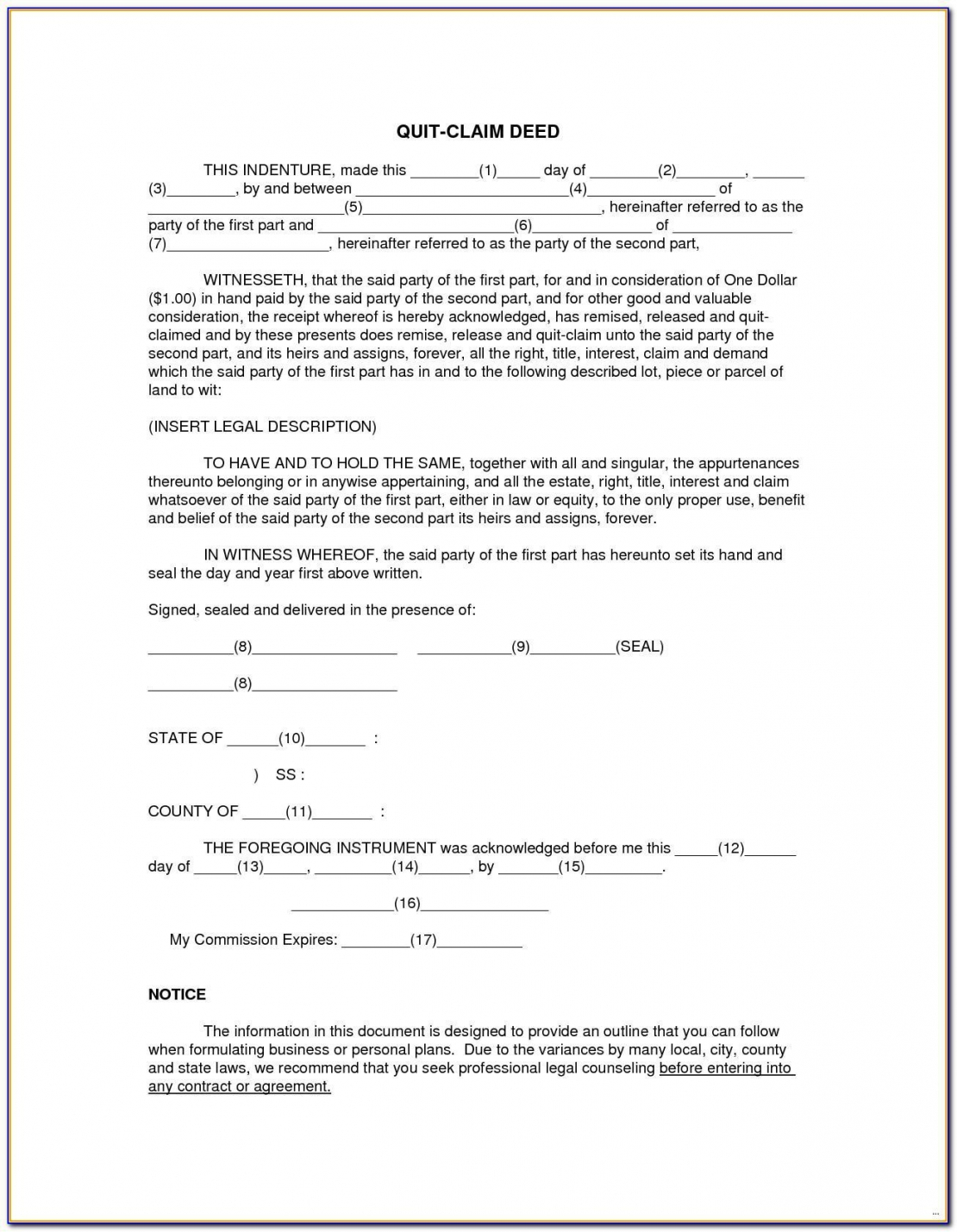 Quit Claim Deed Florida Free Download Free Resume Templates