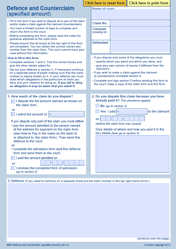 Respond To County Court Claim Form Online CountyForms