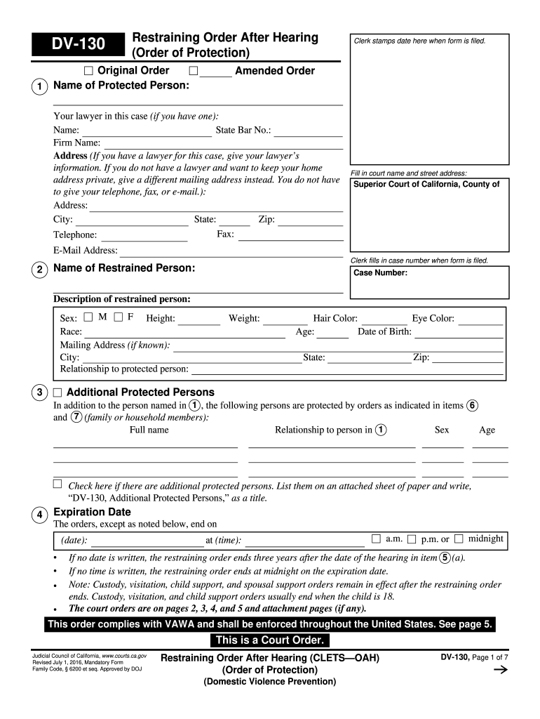 Restraining Order Online Form Fill Out Sign Online DocHub