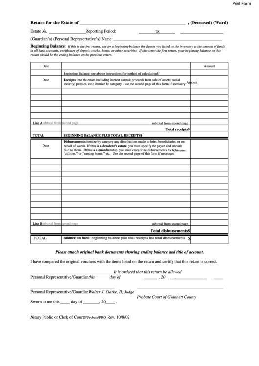 Return For The Estate Printable Pdf Download