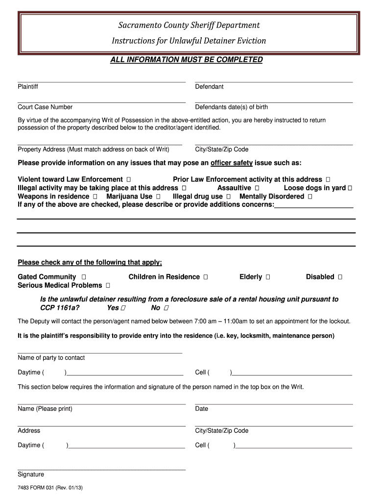 Sac Co Courts Unlawful Detainer 2013 Form Fill Out Sign Online DocHub