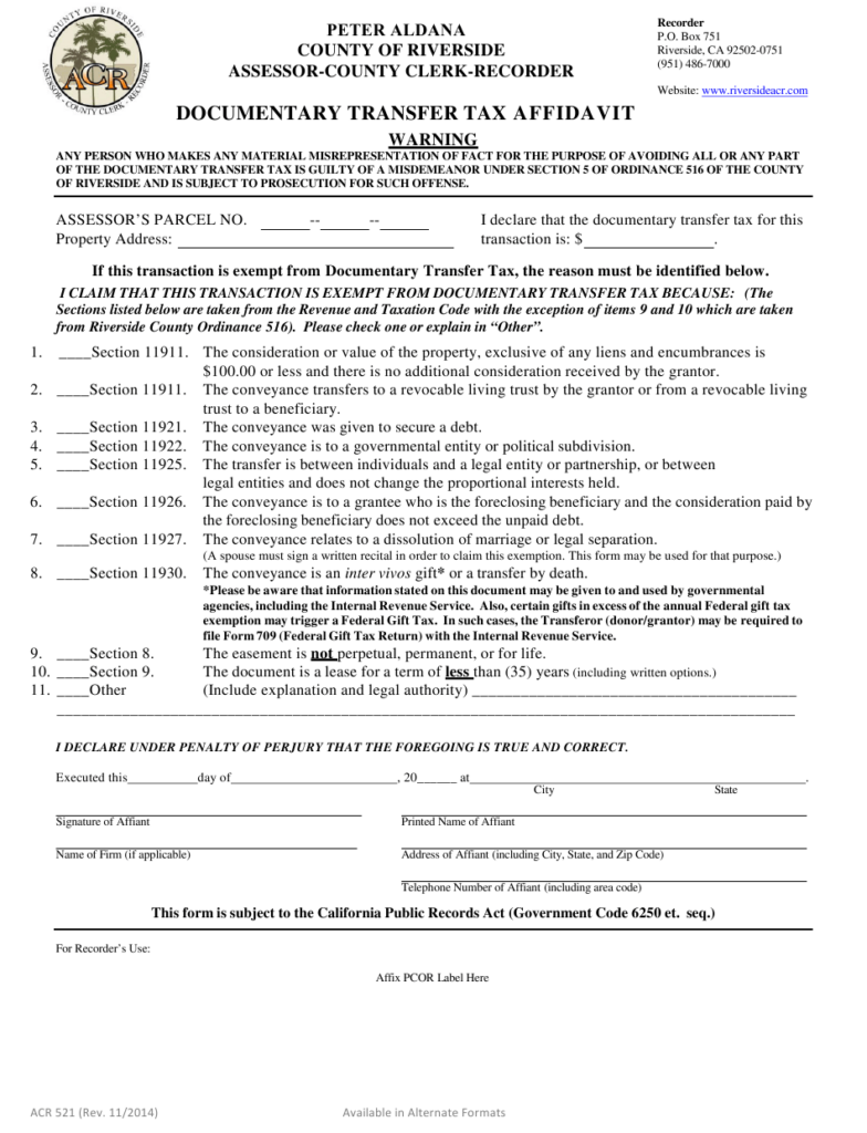 Sacramento County Transfer Tax Affidavit Form 2023 