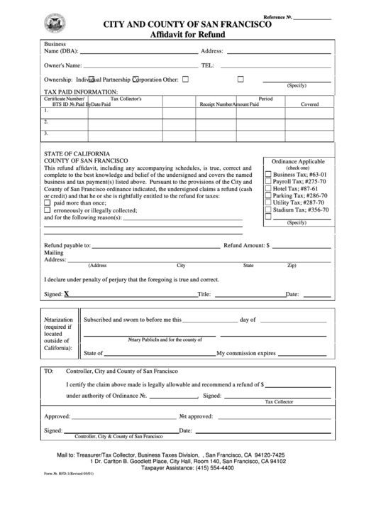 San Francisco County Transfer Tax Affidavit Form 2022 