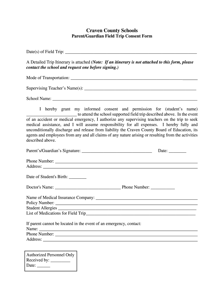 School Field Trip Permission Form Printables Printable Forms Free Online