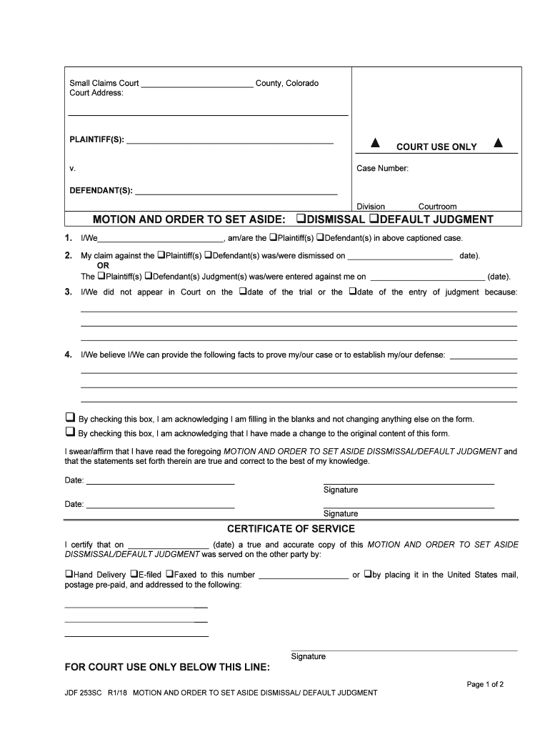 Self Help Small Claims Cases Colorado Judicial Branch Form Fill Out 