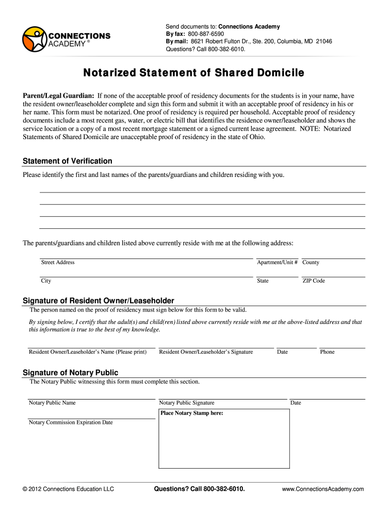 Shared Domicile Baltimore County Fill Out Sign Online DocHub