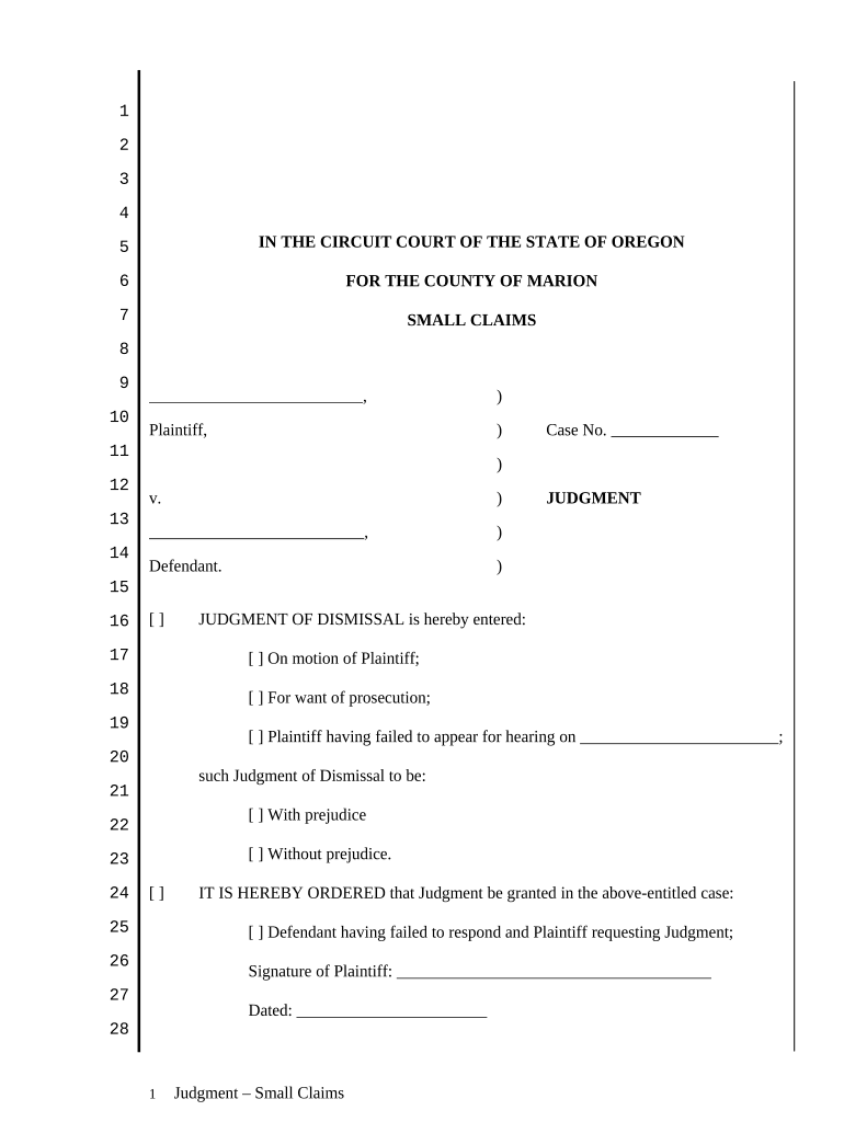 Small Claims Judgment Oregon Form Fill Out And Sign Printable PDF 