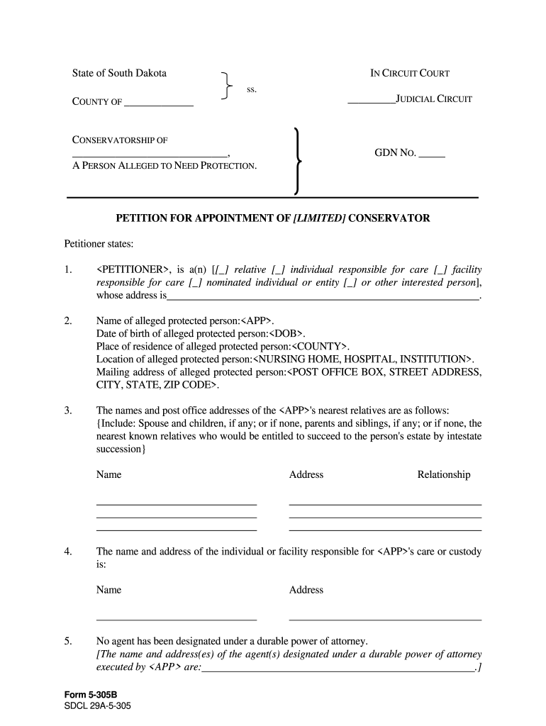 South Dakota Guardianship Forms Fill Online Printable Fillable 