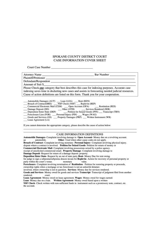 Spokane County Superior Court Civil Forms CountyForms