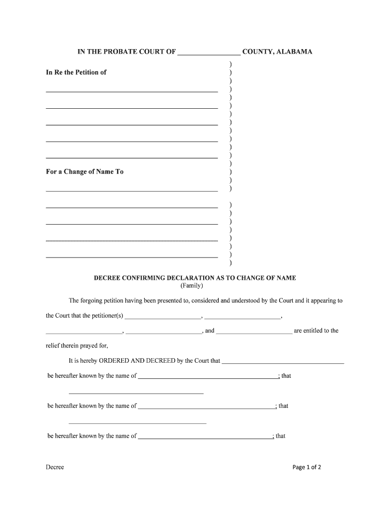 State Of Alabama Probate Court Of Jefferson County Alabama Form Fill 