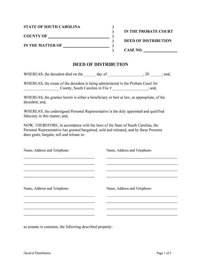 STATE Of SOUTH CAROLINA In The PROBATE COURT Form Fill Out And Sign 