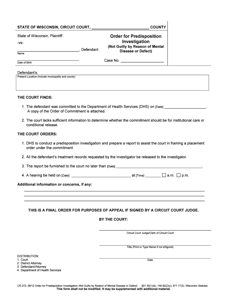 STATE Of WISCONSIN CIRCUIT COURT DANE COUNTY PUBLISHED Form Fill Out